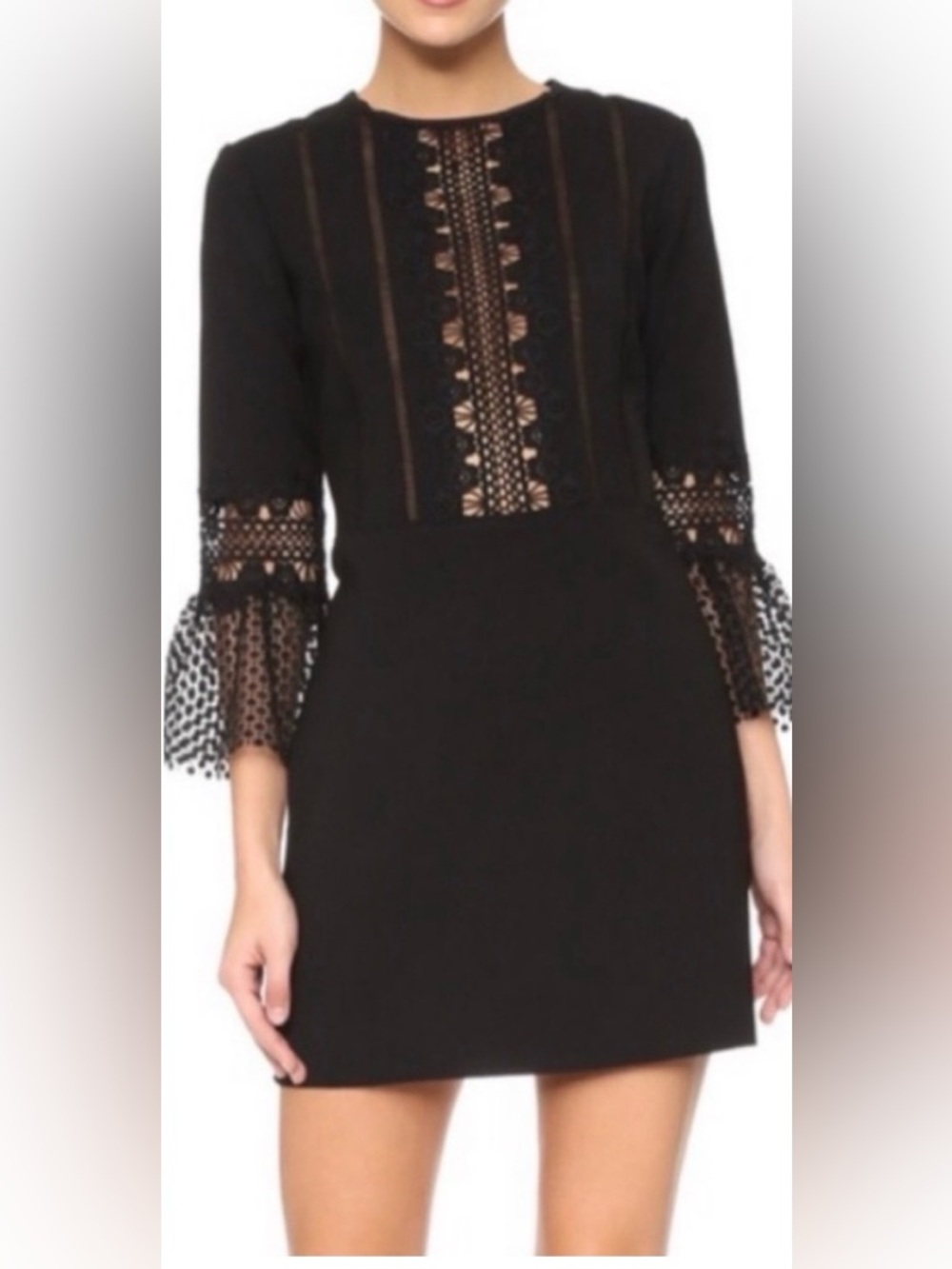 Aqua Black Lace-Detail Shift Dress